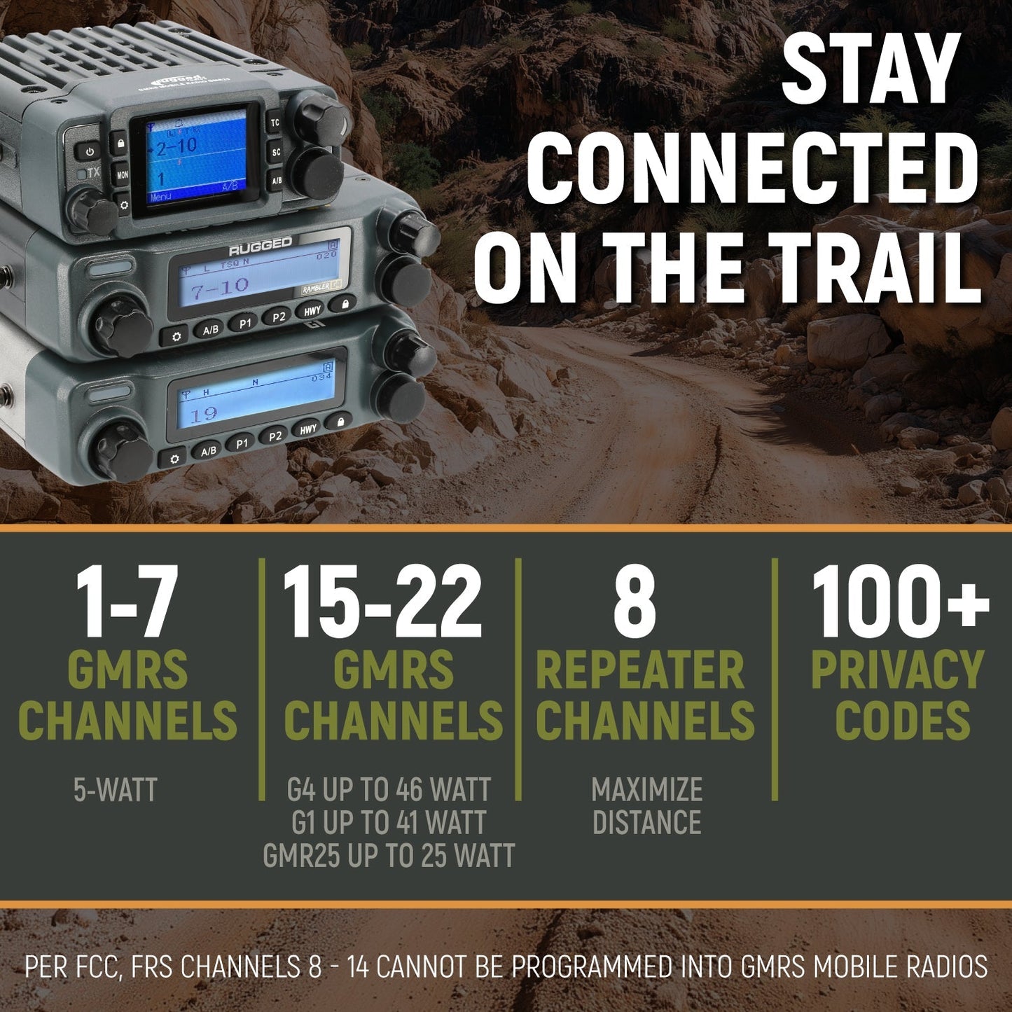 GMRS Mobile Radio Kit for Jeep Wrangler TJ LJ and JK - JK 2-Door (07-10) and JKU 4-Door (07-19) / Rambler G4