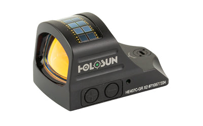 Holosun Technologies 407C-GR-X2 |  Green Dot |  2 MOA |  Black Color |  Side Battery |  Solar Failsafe HE407C-GR X2