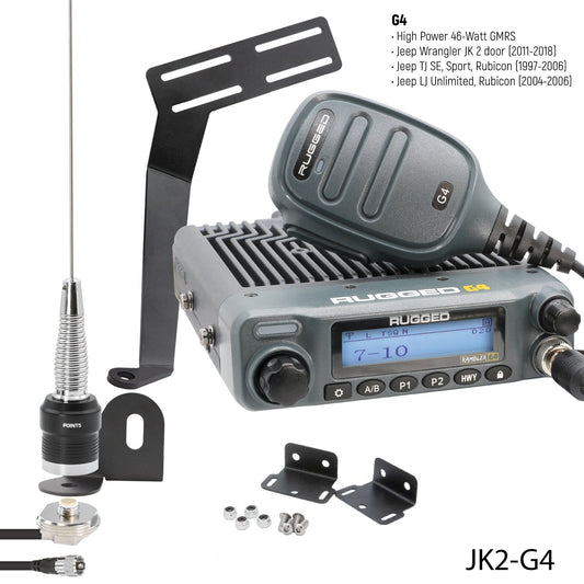 GMRS Mobile Radio Kit for Jeep Wrangler TJ LJ and JK - JK 2-Door (07-10) and JKU 4-Door (07-19) / GMR25 Waterproof