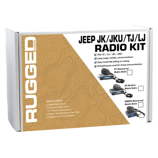 GMRS Mobile Radio Kit for Jeep Wrangler TJ LJ and JK - JK 2-Door (07-10) and JKU 4-Door (07-19) / GMR25 Waterproof