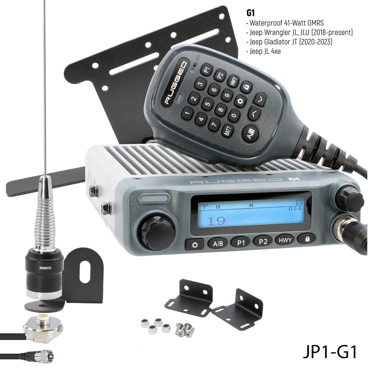 GMRS Mobile Radio Kit for Jeep Wrangler JL and Gladiator JT - GMR25 Waterproof