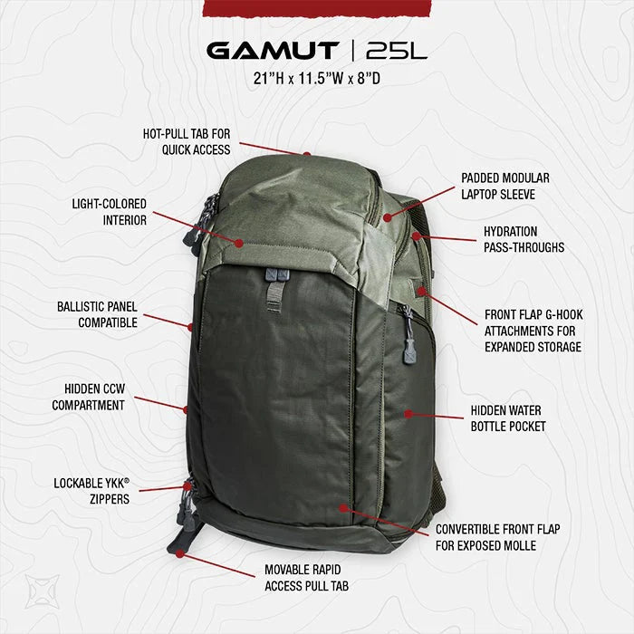 Vertx Gamut CCW | Sleek & Discreet 25L Pack w/ Hidden CCW & Laptop Sleeve