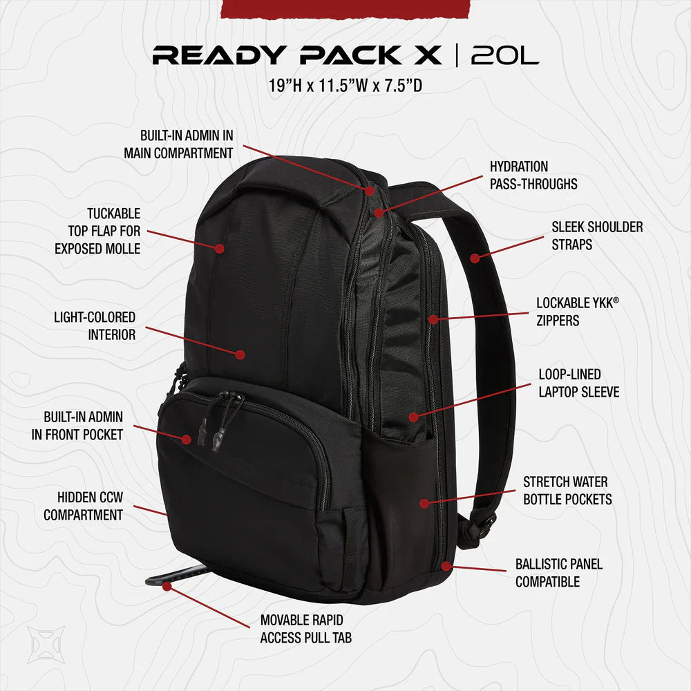 Vertx Ready Pack X | Discreet 20L Gray Man EDC & Rapid CCW Access | 15" Laptop Sleeve