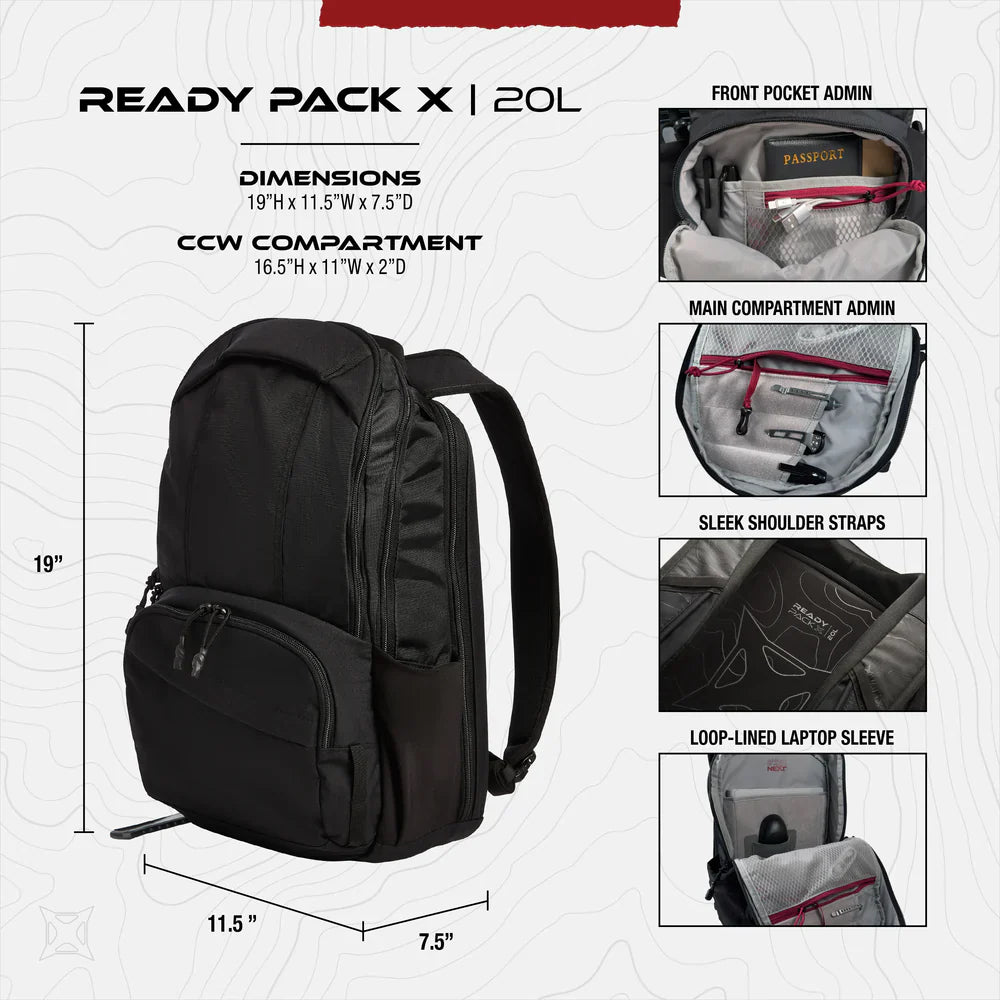Vertx Ready Pack X | Discreet 20L Gray Man EDC & Rapid CCW Access | 15" Laptop Sleeve