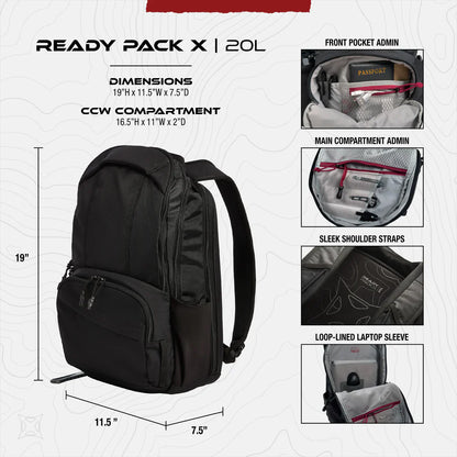 Vertx Ready Pack X | Discreet 20L Gray Man EDC & Rapid CCW Access | 15" Laptop Sleeve